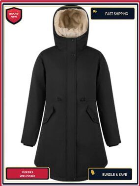 Women's Fleece Lined Waterproof Long Hooded Winter Parka Coat